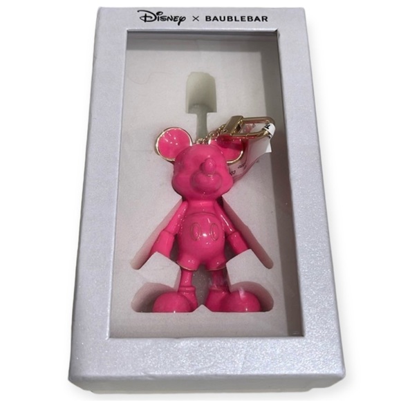 DISNEY x BAUBLEBAR Mickey Mouse Bag Charm Key Holder Pink Enamel Limited Edition - Picture 2 of 10